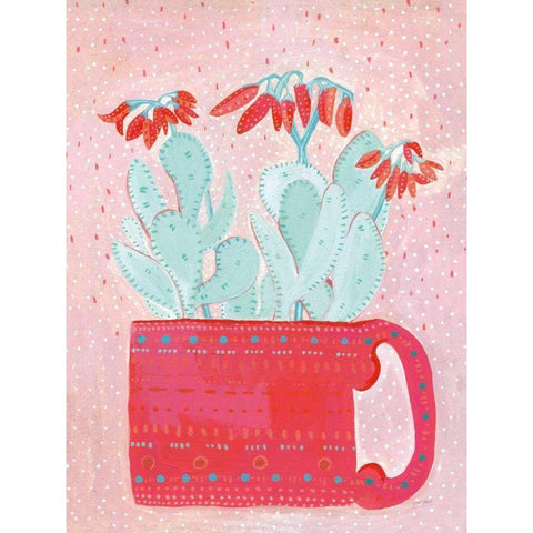 Coral Cuppa Black Modern Wood Framed Art Print with Double Matting by Mack, Lynn
