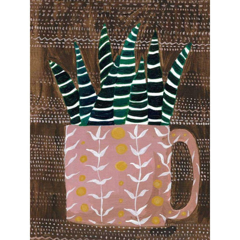 Succulent Cup Gold Ornate Wood Framed Art Print with Double Matting by Mack, Lynn