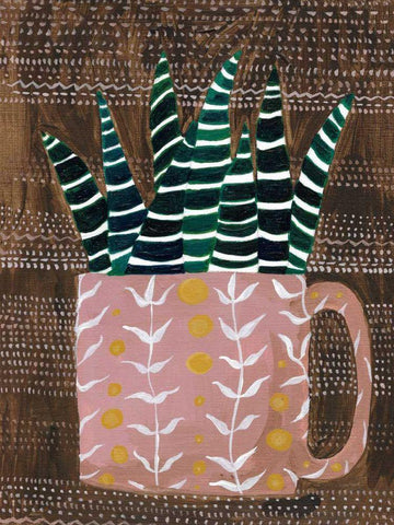 Succulent Cup Black Ornate Wood Framed Art Print with Double Matting by Mack, Lynn