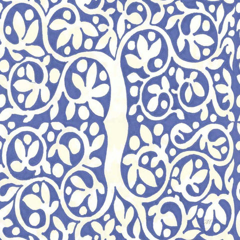 Forest Life Pattern VIII Rich Blue Black Ornate Wood Framed Art Print with Double Matting by Thomas, Miranda