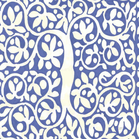 Forest Life Pattern VIII Rich Blue Black Modern Wood Framed Art Print with Double Matting by Thomas, Miranda