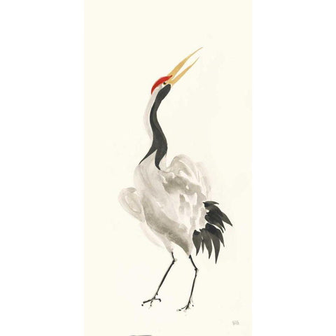 Scroll Crane I Warm White Modern Wood Framed Art Print by Paschke, Chris