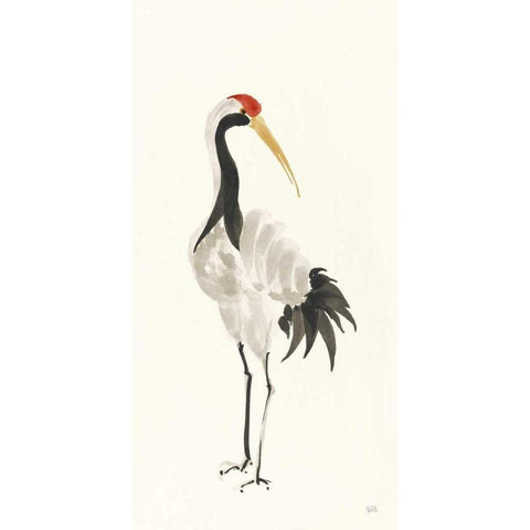 Scroll Crane II Warm Black Modern Wood Framed Art Print with Double Matting by Paschke, Chris