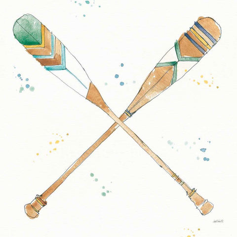 Lakehouse Oars Black Ornate Wood Framed Art Print with Double Matting by Tavoletti, Anne