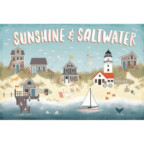 Seaside Village I Gold Ornate Wood Framed Art Print with Double Matting by Marshall, Laura