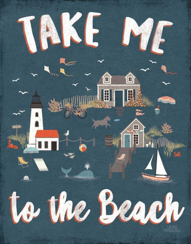 Seaside Village VI Black Ornate Wood Framed Art Print with Double Matting by Marshall, Laura