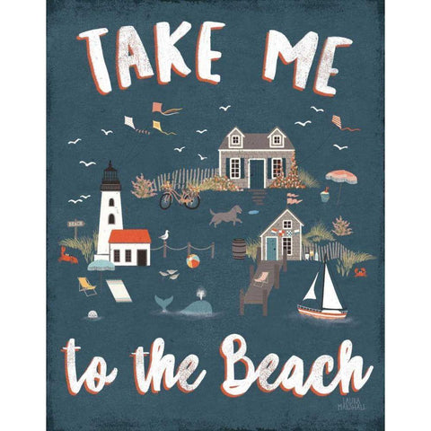 Seaside Village VI Black Modern Wood Framed Art Print with Double Matting by Marshall, Laura