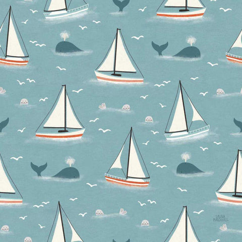 Seaside Village Pattern III White Modern Wood Framed Art Print by Marshall, Laura