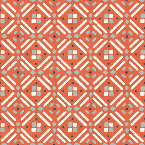 Seaside Village Pattern VIIB White Modern Wood Framed Art Print with Double Matting by Marshall, Laura
