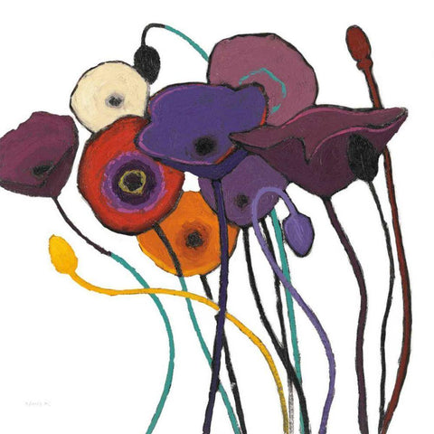 Jewel Tones on White White Modern Wood Framed Art Print with Double Matting by Novak, Shirley