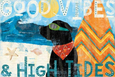 Good Vibes II Black Ornate Wood Framed Art Print with Double Matting by Charron, Veronique