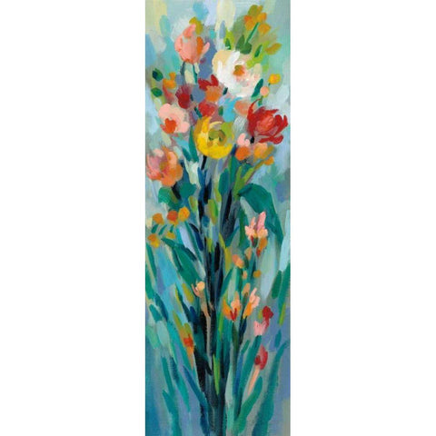 Tall Bright Flowers I Black Modern Wood Framed Art Print with Double Matting by Vassileva, Silvia