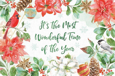 Holiday Flora I White Modern Wood Framed Art Print with Double Matting by Grove, Beth