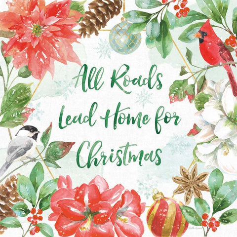 Holiday Flora II White Modern Wood Framed Art Print with Double Matting by Grove, Beth