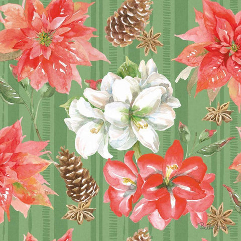 Holiday Flora Pattern IB Black Ornate Wood Framed Art Print with Double Matting by Grove, Beth