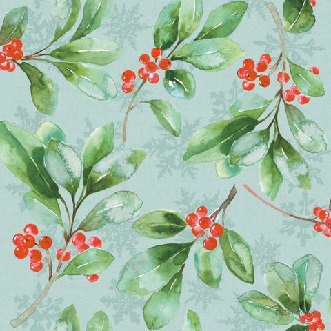 Holiday Flora Pattern VC Black Ornate Wood Framed Art Print with Double Matting by Grove, Beth
