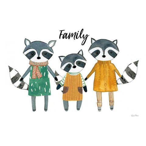 Neighborhood Pals X Family Black Modern Wood Framed Art Print with Double Matting by Zaman, Farida