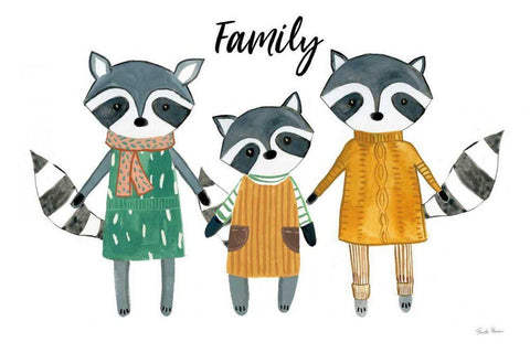 Neighborhood Pals X Family White Modern Wood Framed Art Print with Double Matting by Zaman, Farida