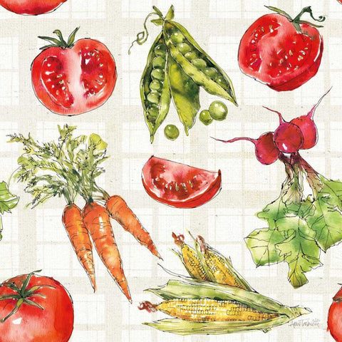 Veggie Market Pattern IA Black Modern Wood Framed Art Print with Double Matting by Tavoletti, Anne