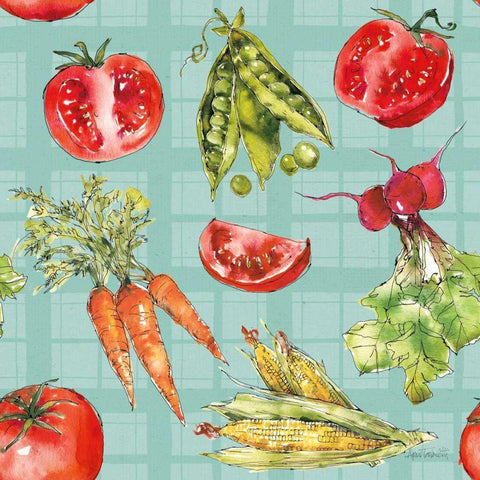 Veggie Market Pattern IB Black Modern Wood Framed Art Print with Double Matting by Tavoletti, Anne