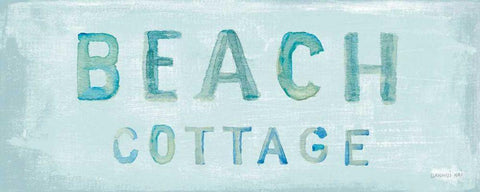 Beach Cottage Sign Black Ornate Wood Framed Art Print with Double Matting by Nai, Danhui
