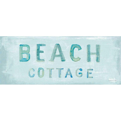 Beach Cottage Sign Gold Ornate Wood Framed Art Print with Double Matting by Nai, Danhui