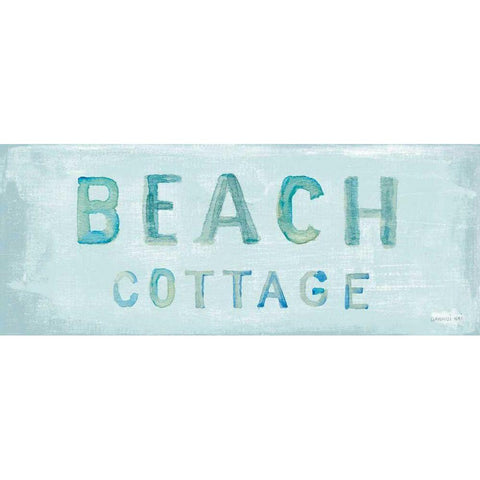 Beach Cottage Sign White Modern Wood Framed Art Print by Nai, Danhui