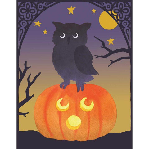 Halloween Critter III Light Owl Black Modern Wood Framed Art Print with Double Matting by Grove, Beth