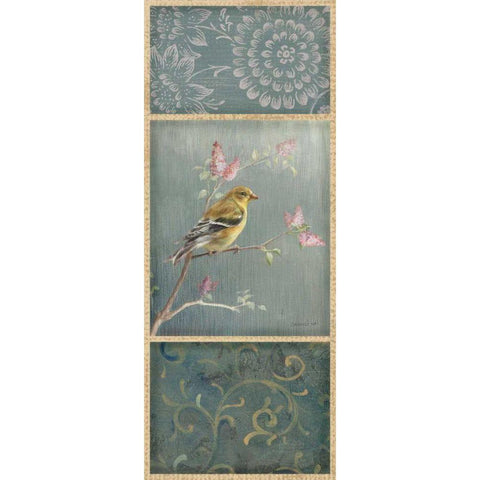 Female Goldfinch - Wag Gold Ornate Wood Framed Art Print with Double Matting by Nai, Danhui