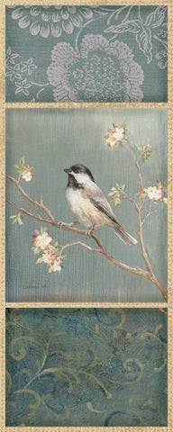 Black Capped Chickadee - Wag Black Ornate Wood Framed Art Print with Double Matting by Nai, Danhui