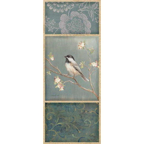 Black Capped Chickadee - Wag Black Modern Wood Framed Art Print with Double Matting by Nai, Danhui