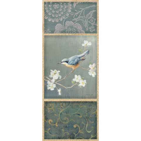 Nuthatch - Wag Gold Ornate Wood Framed Art Print with Double Matting by Nai, Danhui