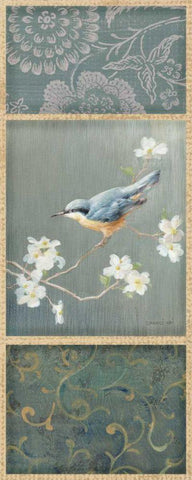 Nuthatch - Wag White Modern Wood Framed Art Print with Double Matting by Nai, Danhui