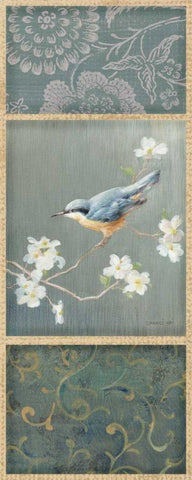 Nuthatch - Wag Black Ornate Wood Framed Art Print with Double Matting by Nai, Danhui