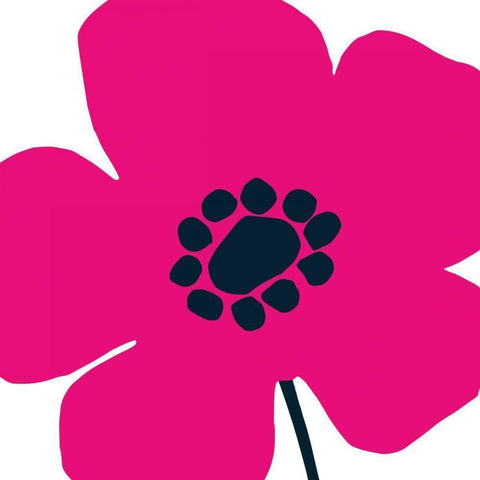 Pop Art Floral IV Hot Pink White Modern Wood Framed Art Print by Wild Apple Portfolio