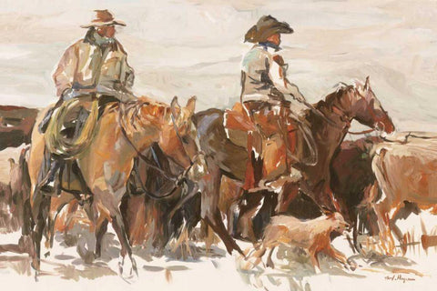 The Roundup Warm White Modern Wood Framed Art Print with Double Matting by Hageman, Marilyn