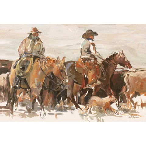 The Roundup Warm Black Modern Wood Framed Art Print by Hageman, Marilyn