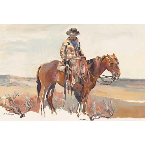 Western Rider Warm Gold Ornate Wood Framed Art Print with Double Matting by Hageman, Marilyn