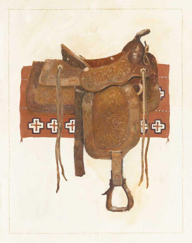 Western Saddle I Light White Modern Wood Framed Art Print with Double Matting by Tillmon, Avery