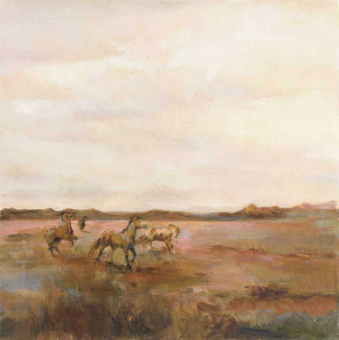 Mustangs Under Big Sky Warm Black Ornate Wood Framed Art Print with Double Matting by Hageman, Marilyn