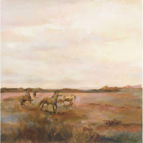 Mustangs Under Big Sky Warm Black Modern Wood Framed Art Print with Double Matting by Hageman, Marilyn