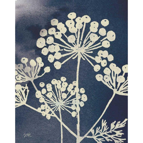 Dark Blue Sky Garden I Black Modern Wood Framed Art Print with Double Matting by Studio Mousseau