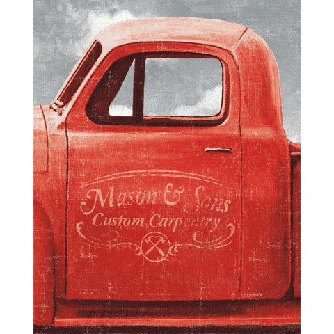 Lets Go for a Ride II Red Truck White Modern Wood Framed Art Print by Wiens, James