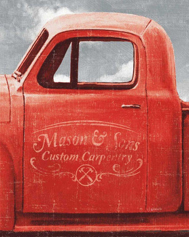 Lets Go for a Ride II Red Truck Black Ornate Wood Framed Art Print with Double Matting by Wiens, James