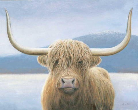 Highland Cow v2 Black Ornate Wood Framed Art Print with Double Matting by Wiens, James