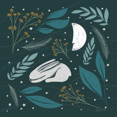 Sweet Dreams Bunny IV Black Modern Wood Framed Art Print by Thorns, Becky