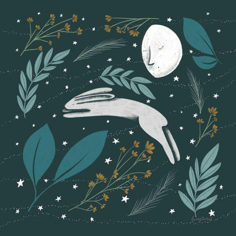 Sweet Dreams Bunny VI White Modern Wood Framed Art Print by Thorns, Becky