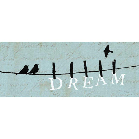 Birds on a Wire - Dream White Modern Wood Framed Art Print by Pela