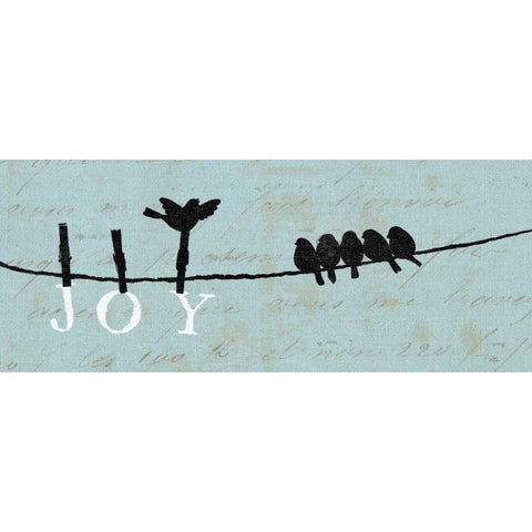 Birds on a Wire - Joy Black Modern Wood Framed Art Print with Double Matting by Pela