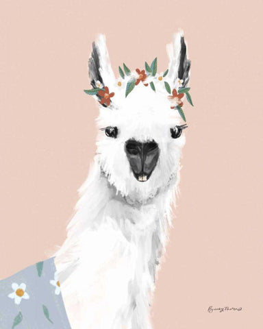 Delightful Alpacas I White Modern Wood Framed Art Print with Double Matting by Thorns, Becky